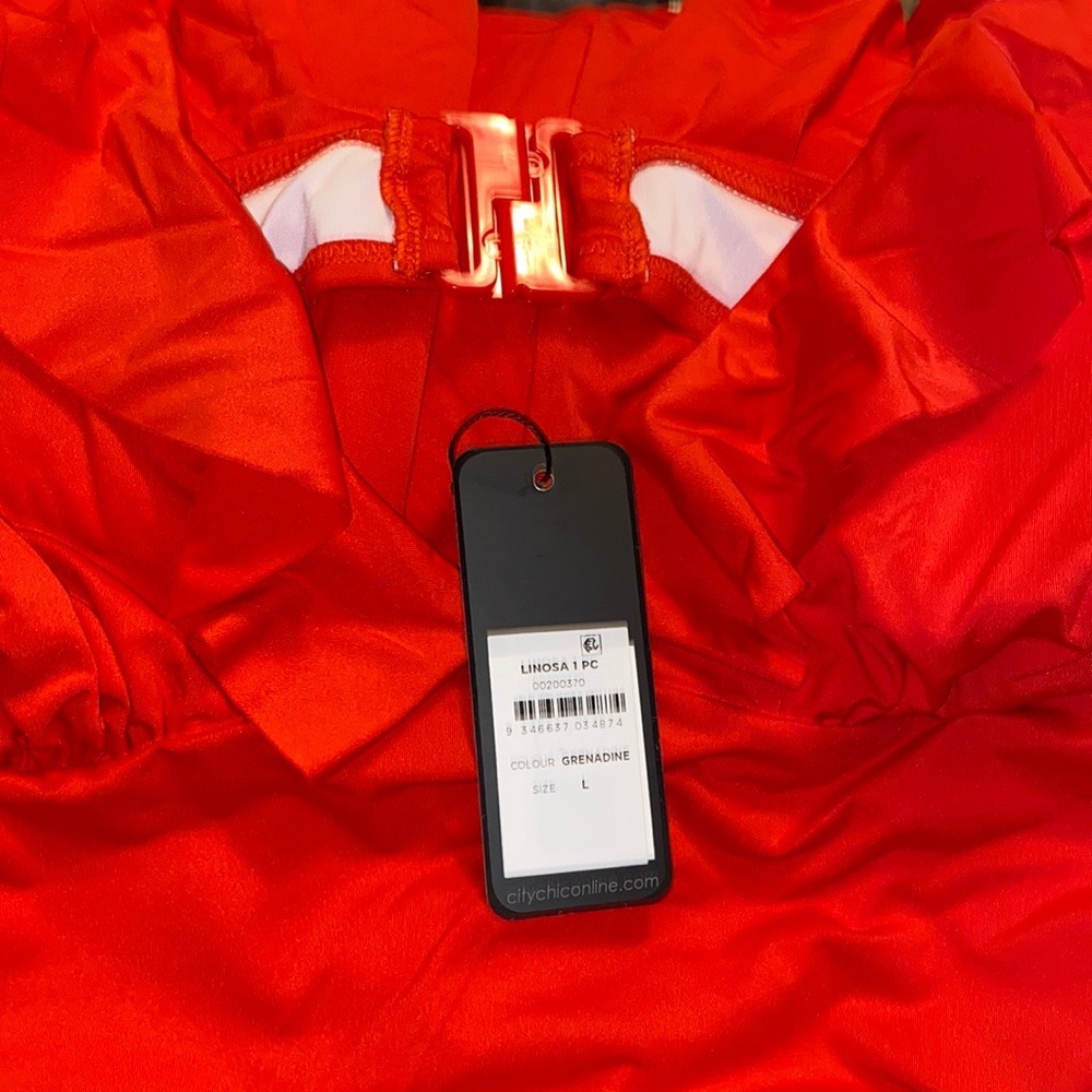 NWT City Chic LINOSA 1 PC Ruched Swim Suit - Grenadine - Picture 6 of 9